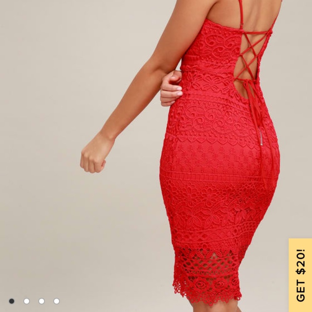 Miami Nights Red Crochet Lace Dress